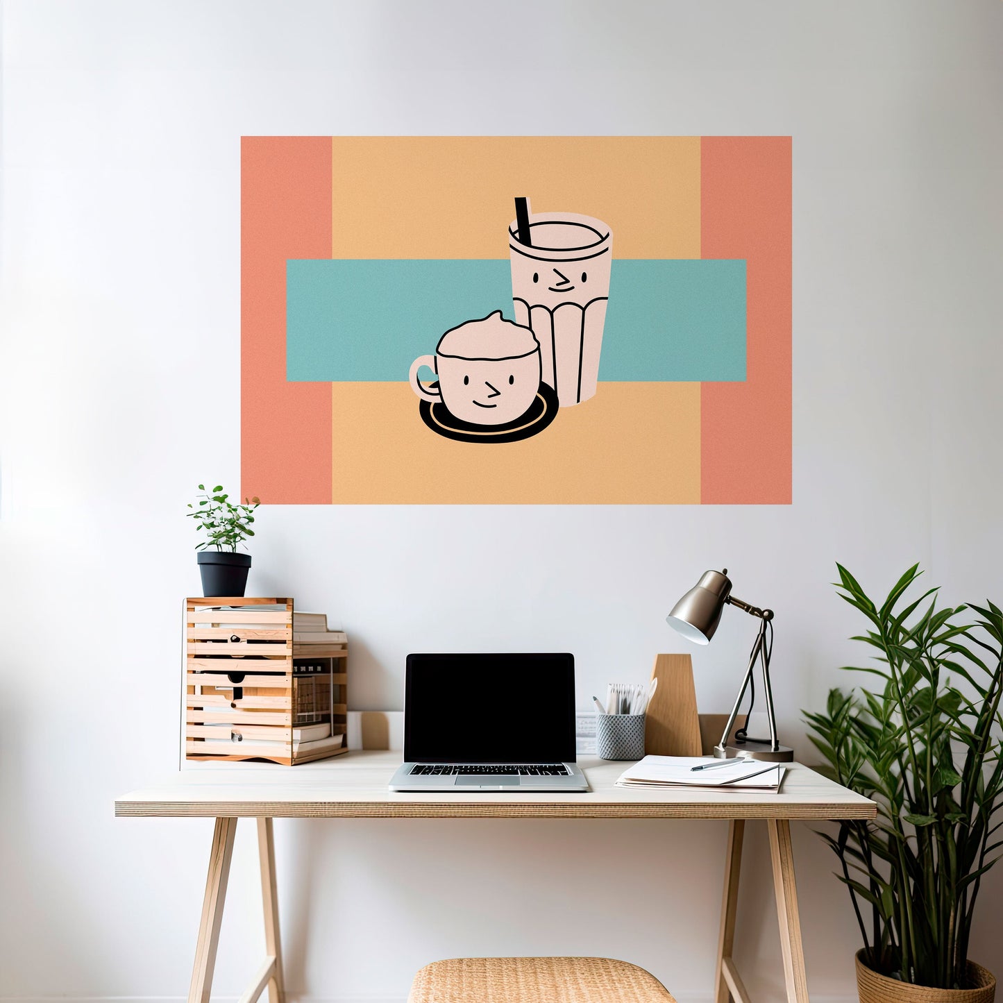 Poster orizzontale staccabile e attaccabile "COFFEE PLEASURES"