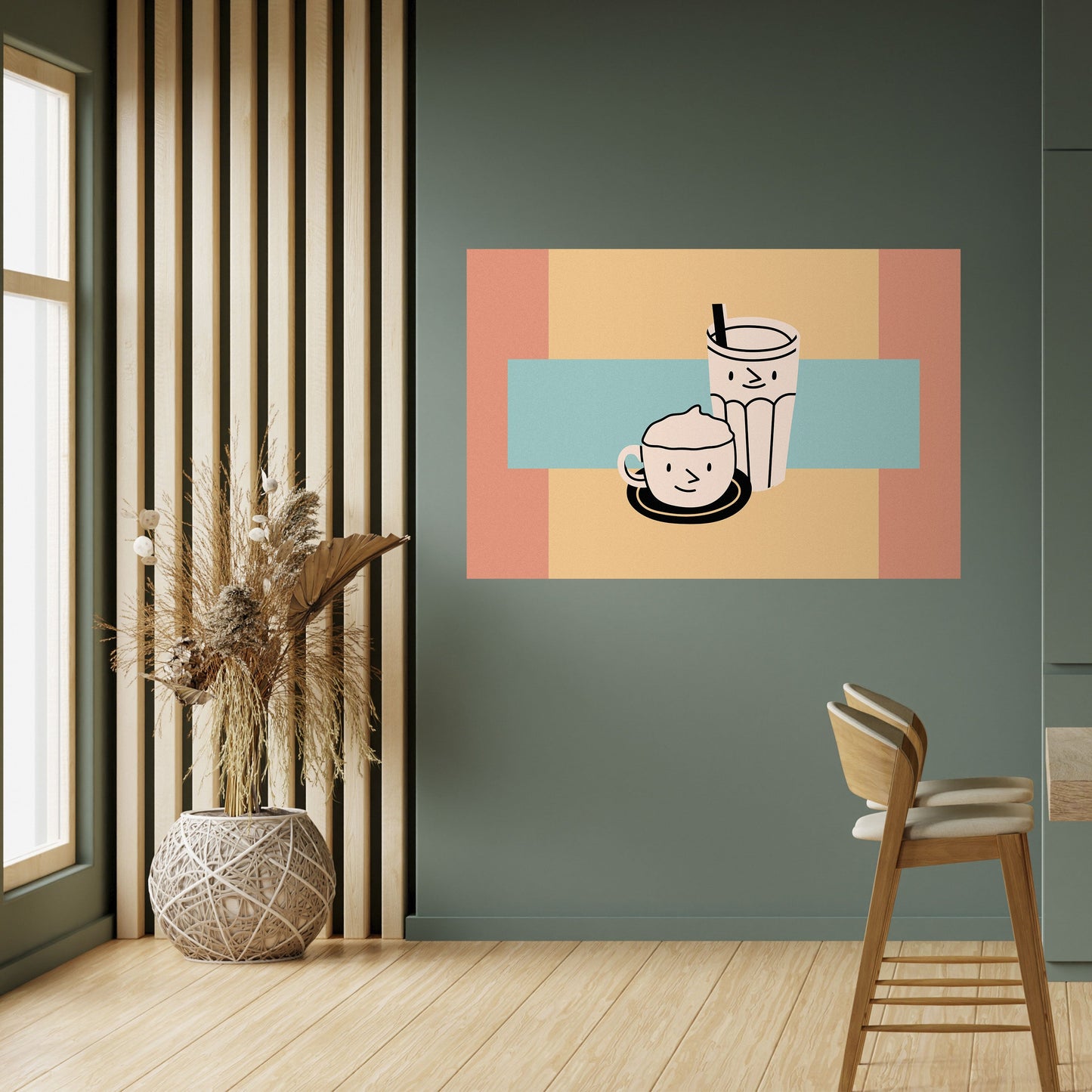 Poster orizzontale staccabile e attaccabile "COFFEE PLEASURES"