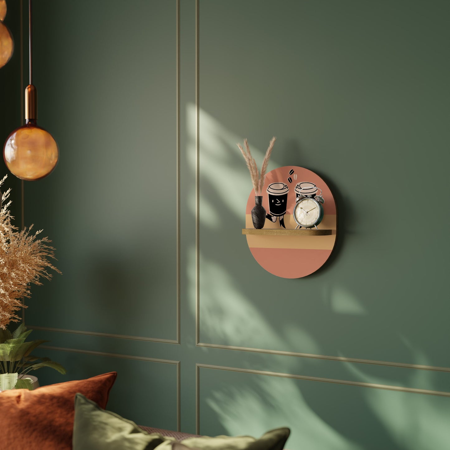 JOYFUL COFFEE Mensola ovale in effetto rovere