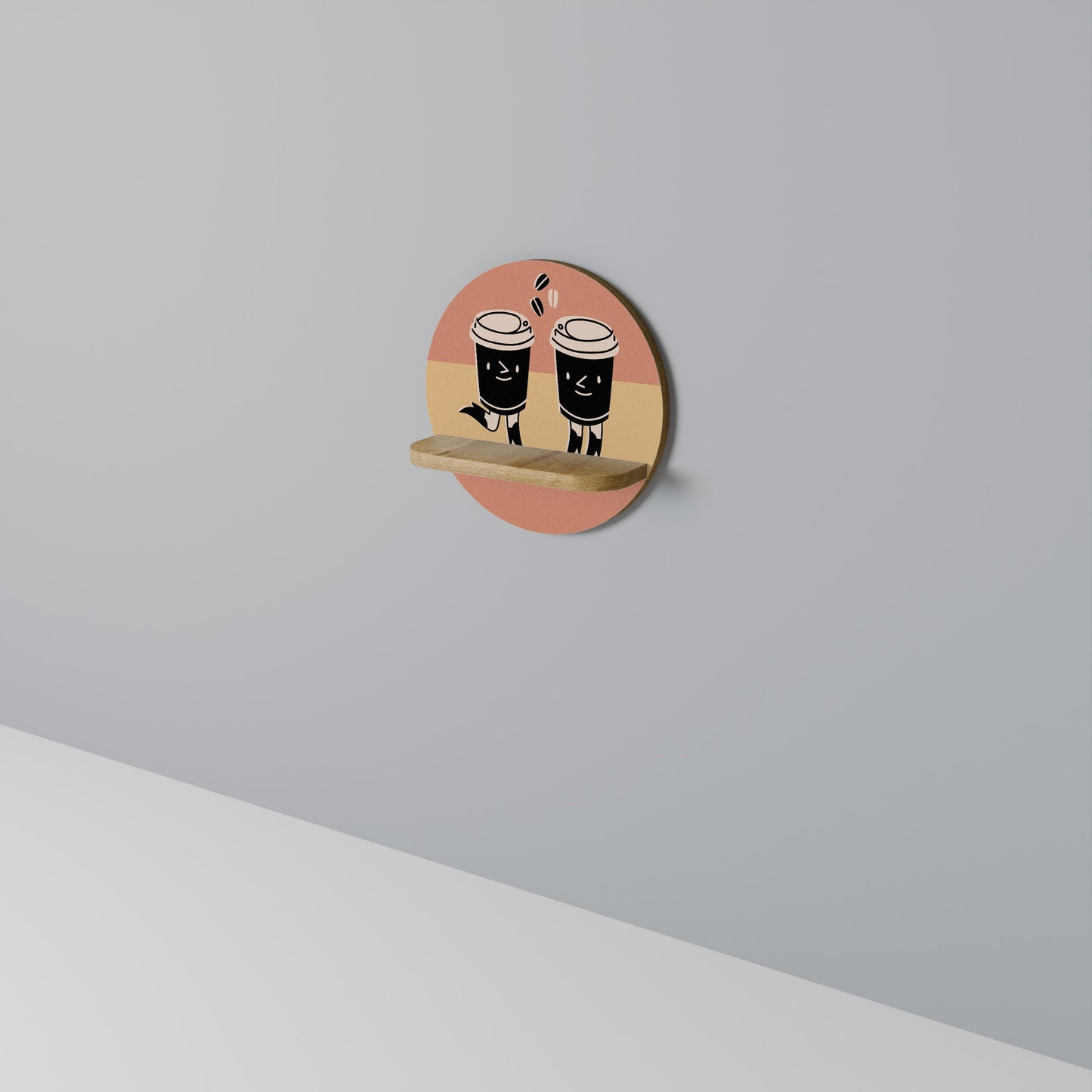 JOYFUL COFFEE Mensola rotonda per arte in effetto rovere