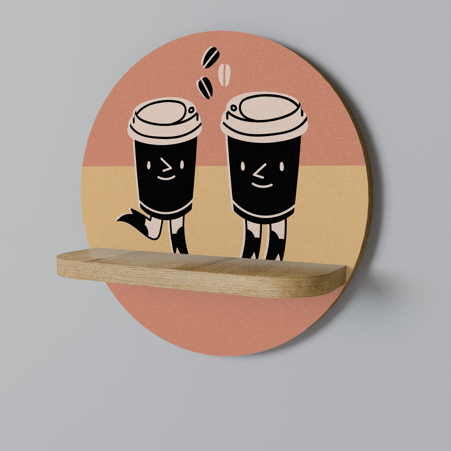 JOYFUL COFFEE Mensola rotonda per arte in effetto rovere