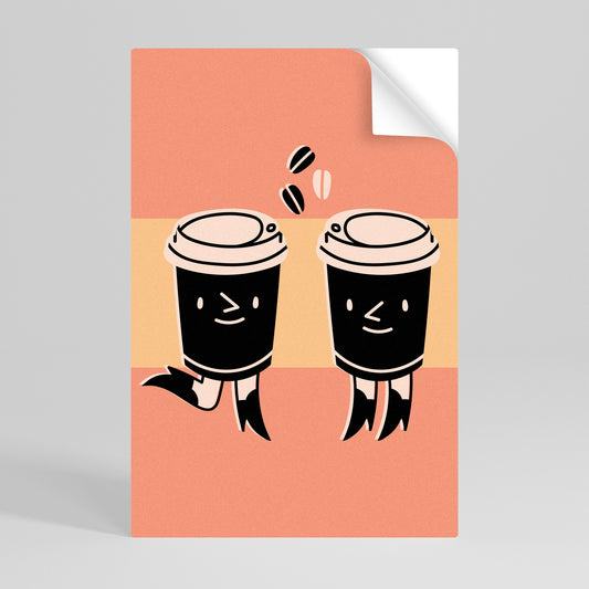 JOYFUL COFFEE Poster verticale staccabile e attaccabile