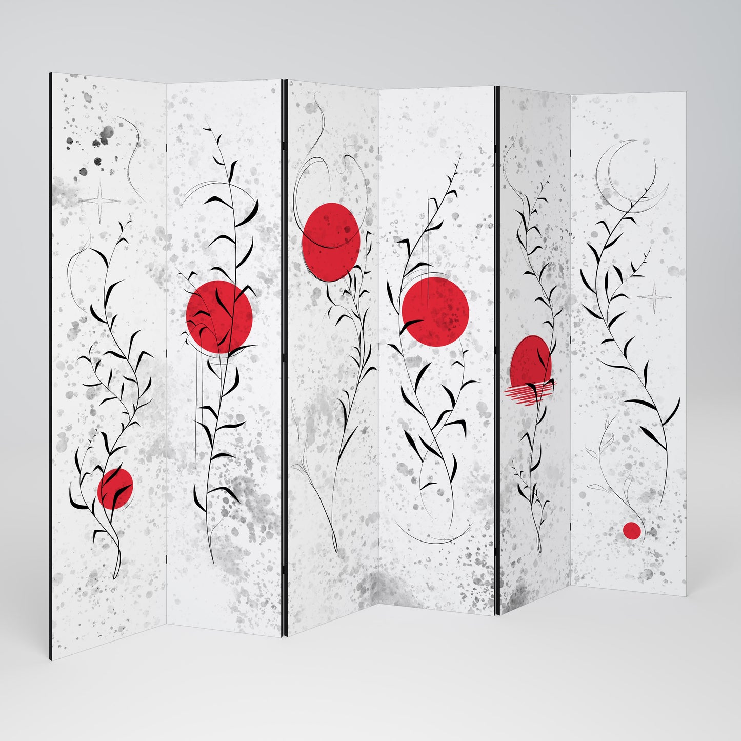 DIVISORIO DECORATIVO A 6 PANNELLI "RED WHISPERS IN FOLIAGE"