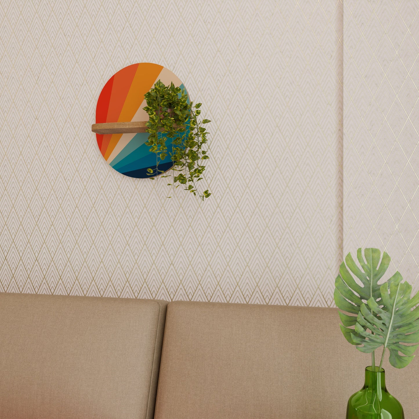 PRISM CONCUSSION Mensola ovale per arte in effetto rovere