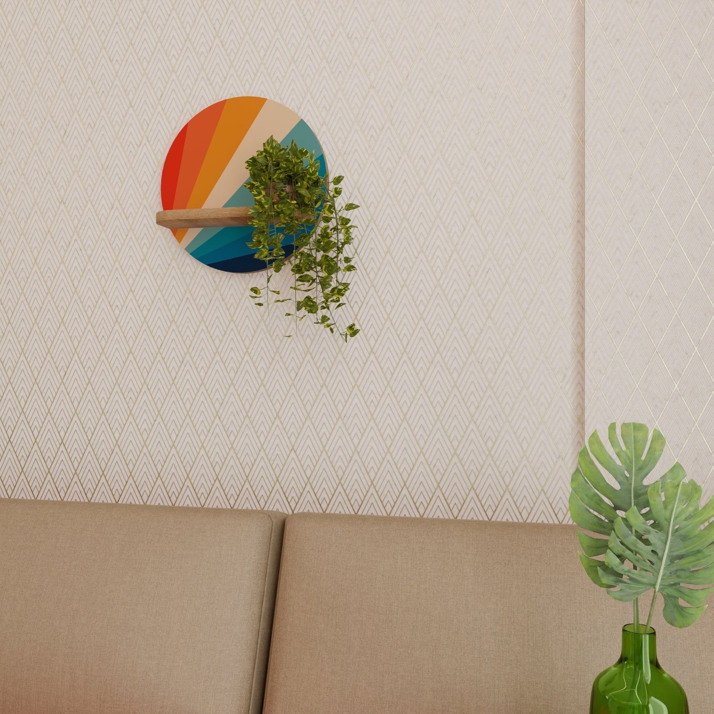 PRISM CONCUSSION Mensola rotonda per arte in effetto rovere