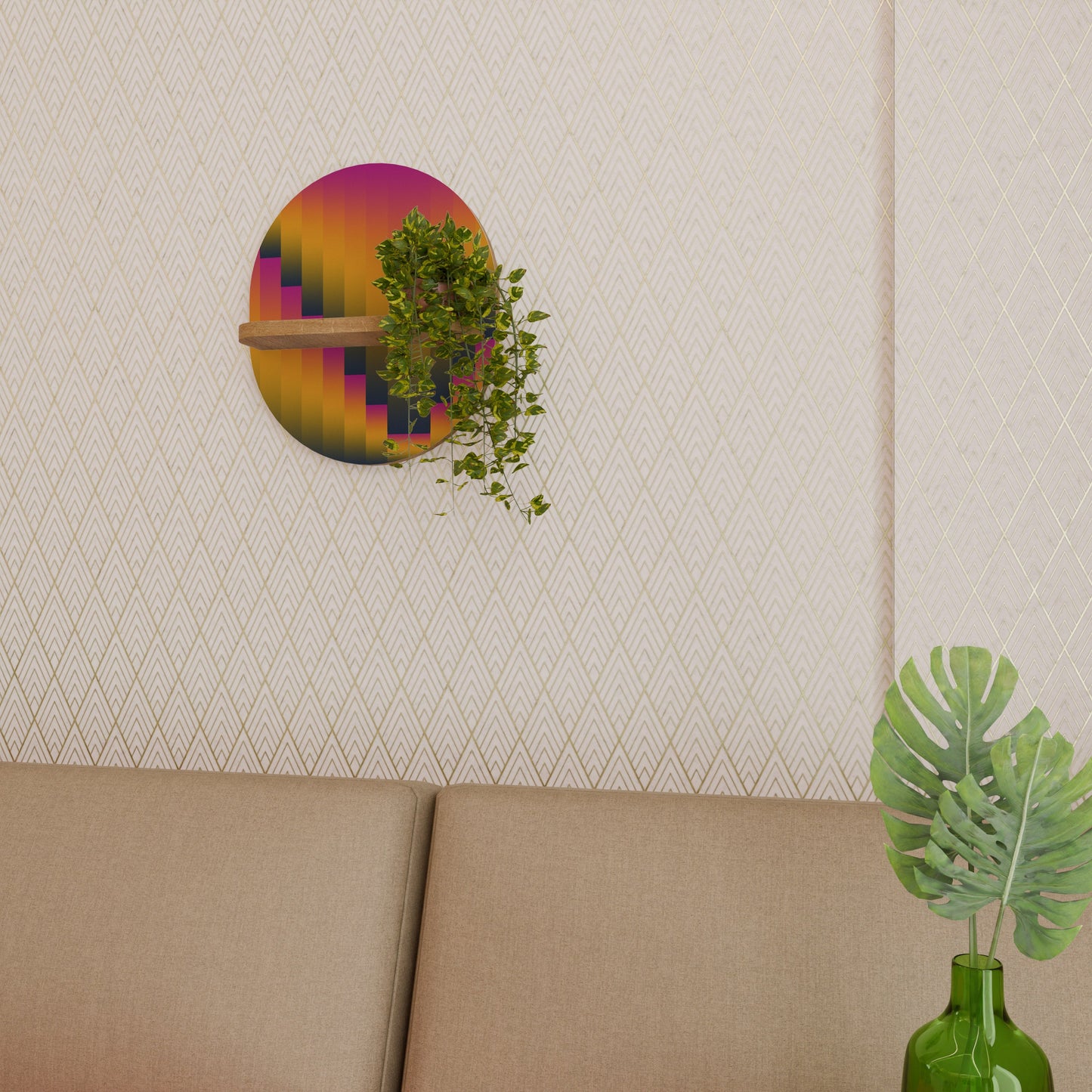 Mensola ovale GOLDEN FADE effetto rovere