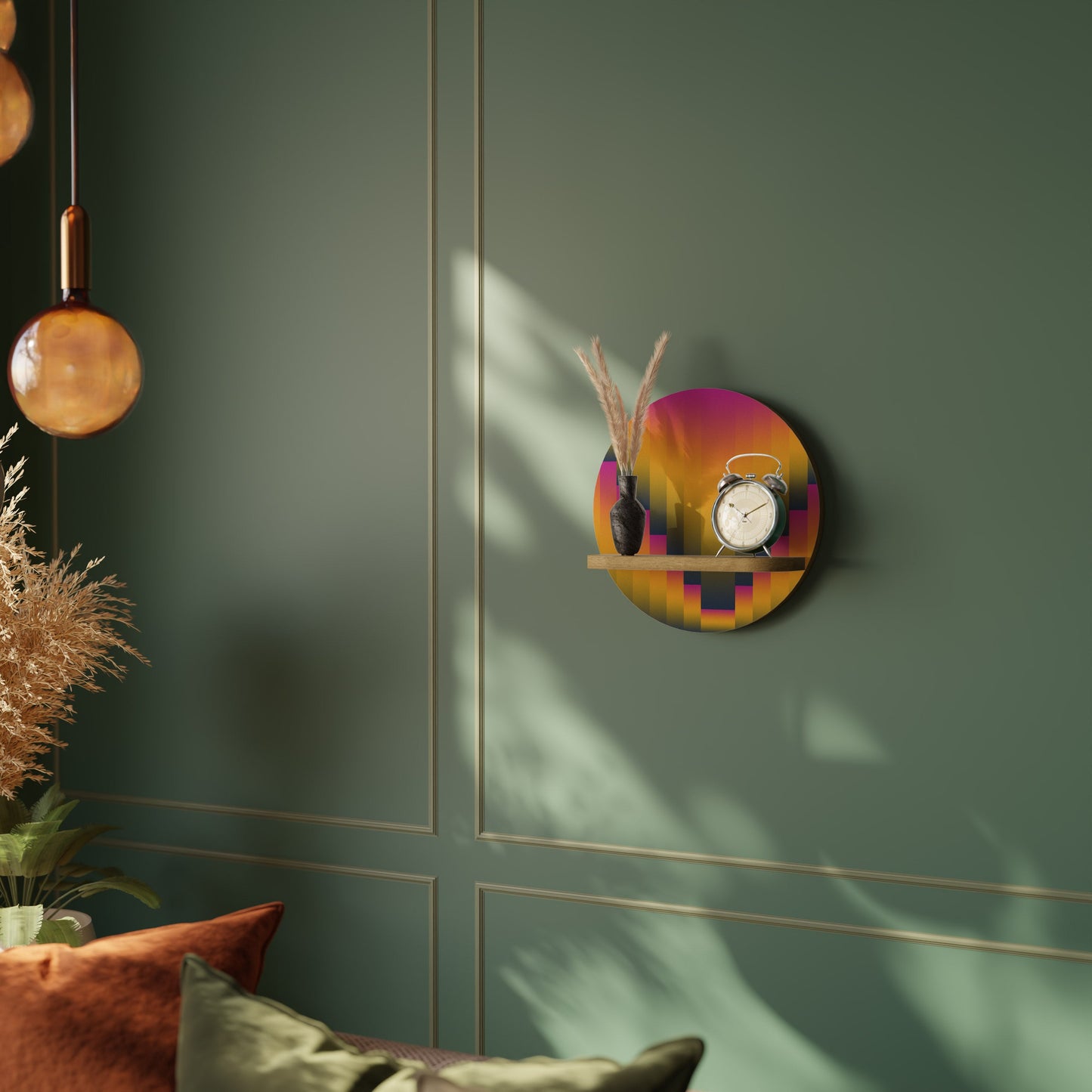 Mensola rotonda GOLDEN FADE effetto rovere