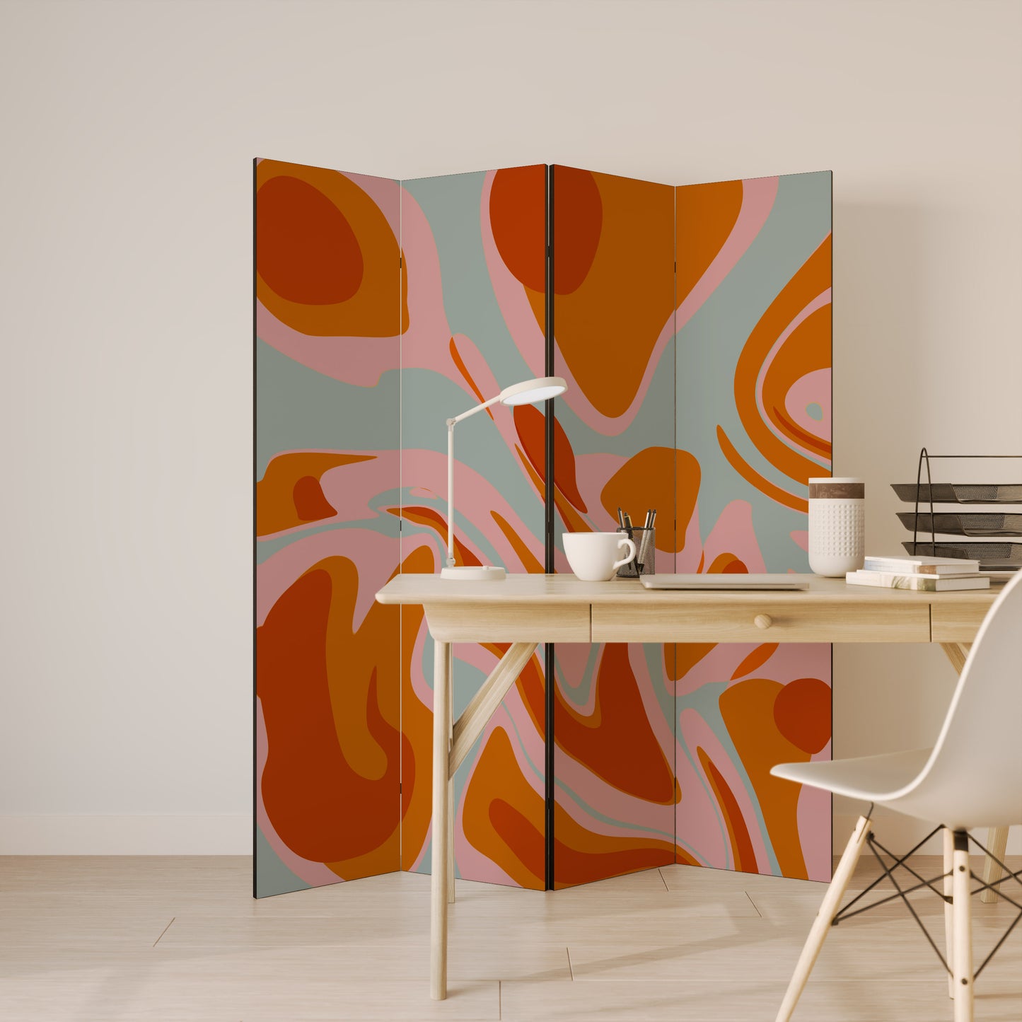 FLOATING BURN - Divisorio decorativo per ambienti a 4 pannelli