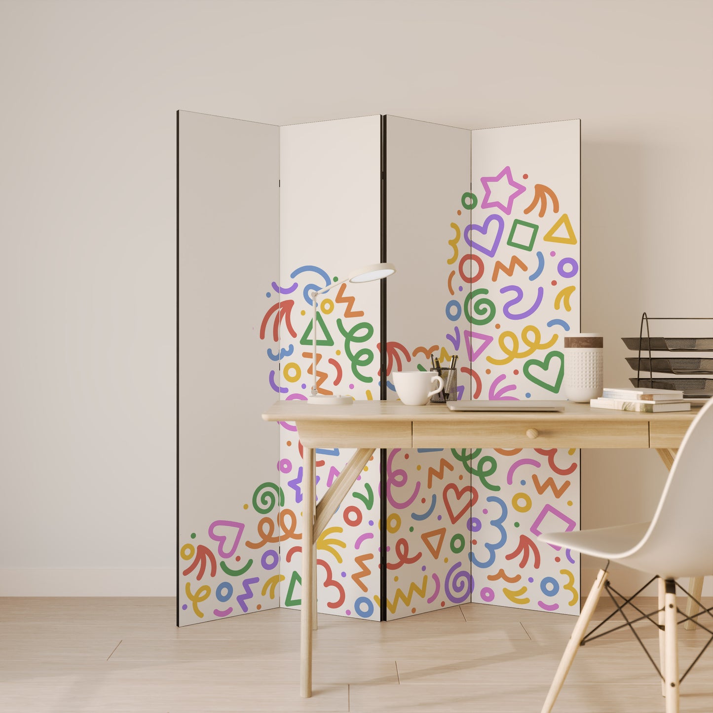 SHAPE EXCITEMENT Divisorio decorativo per ambienti a 4 pannelli