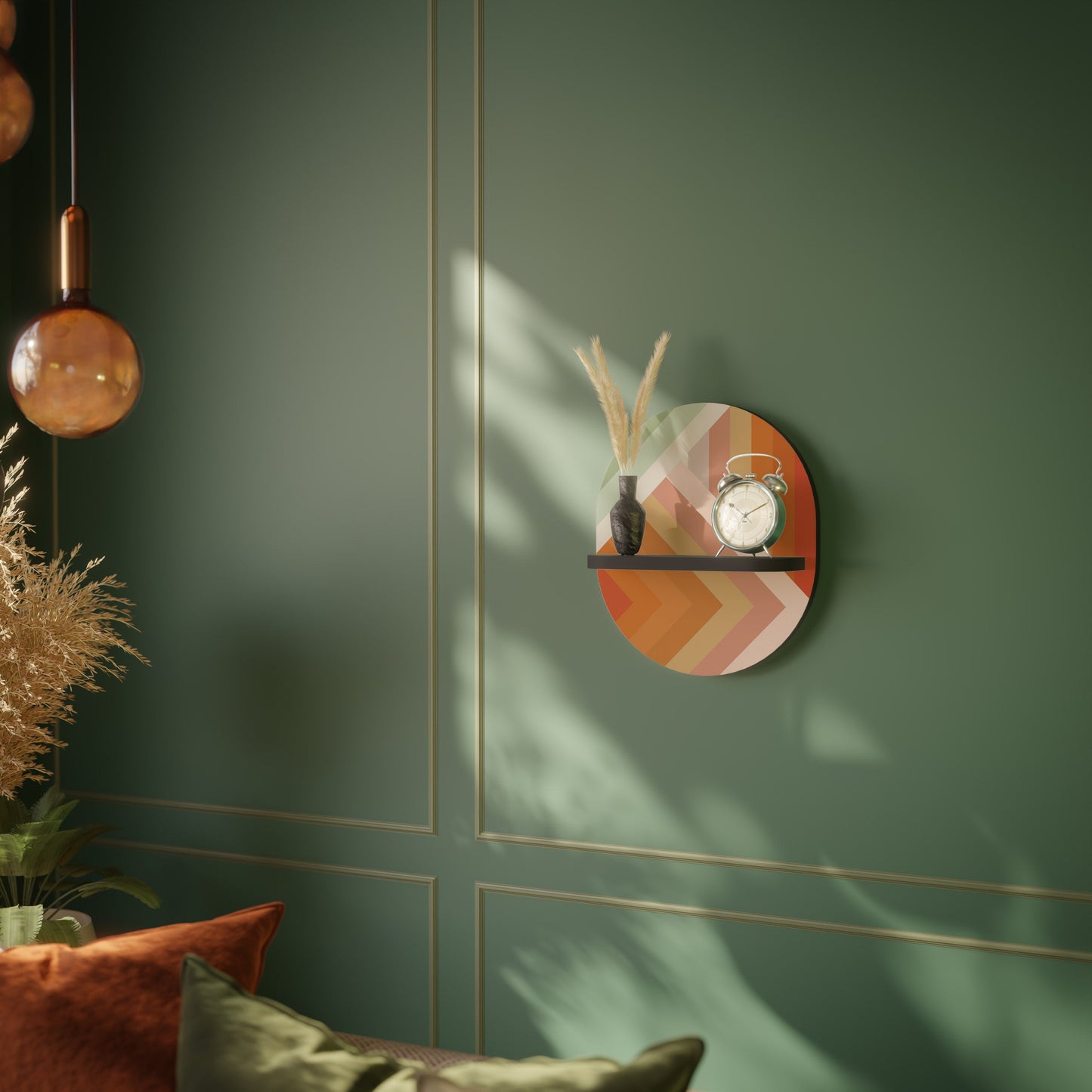 GRADIENT PICKS Oval Art Shelf In Black Finish