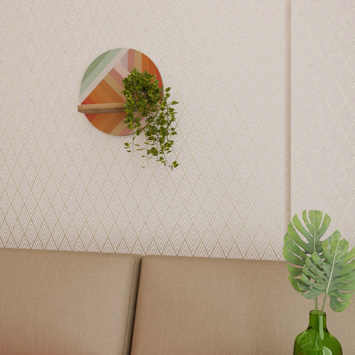 GRADIENT PICKS Mensola rotonda per arte in effetto rovere