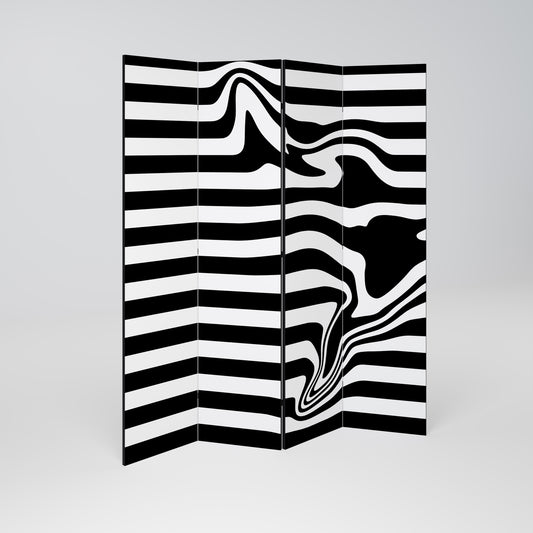 Divisorio decorativo per ambienti POLYLINE FUZZY a 4 pannelli