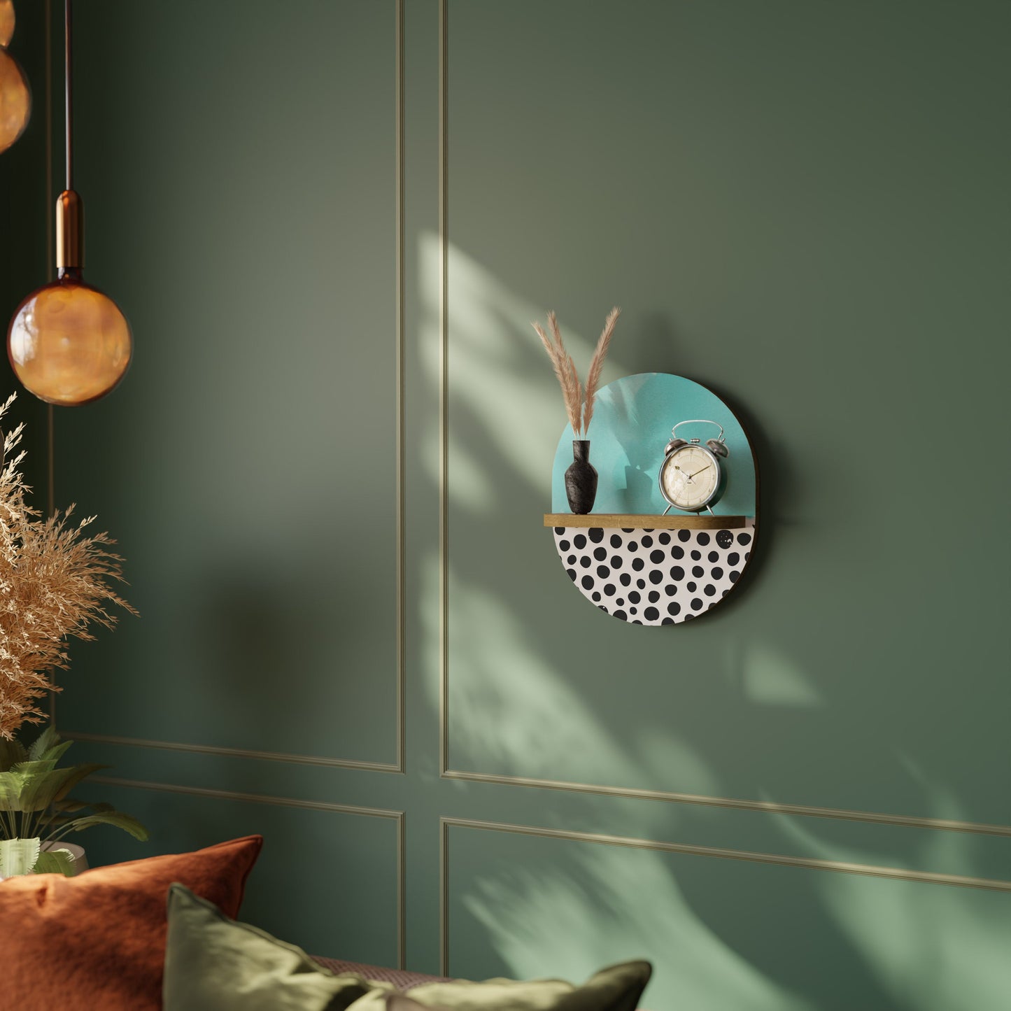 AZURE TREASURE Mensola ovale per opere d'arte in effetto rovere