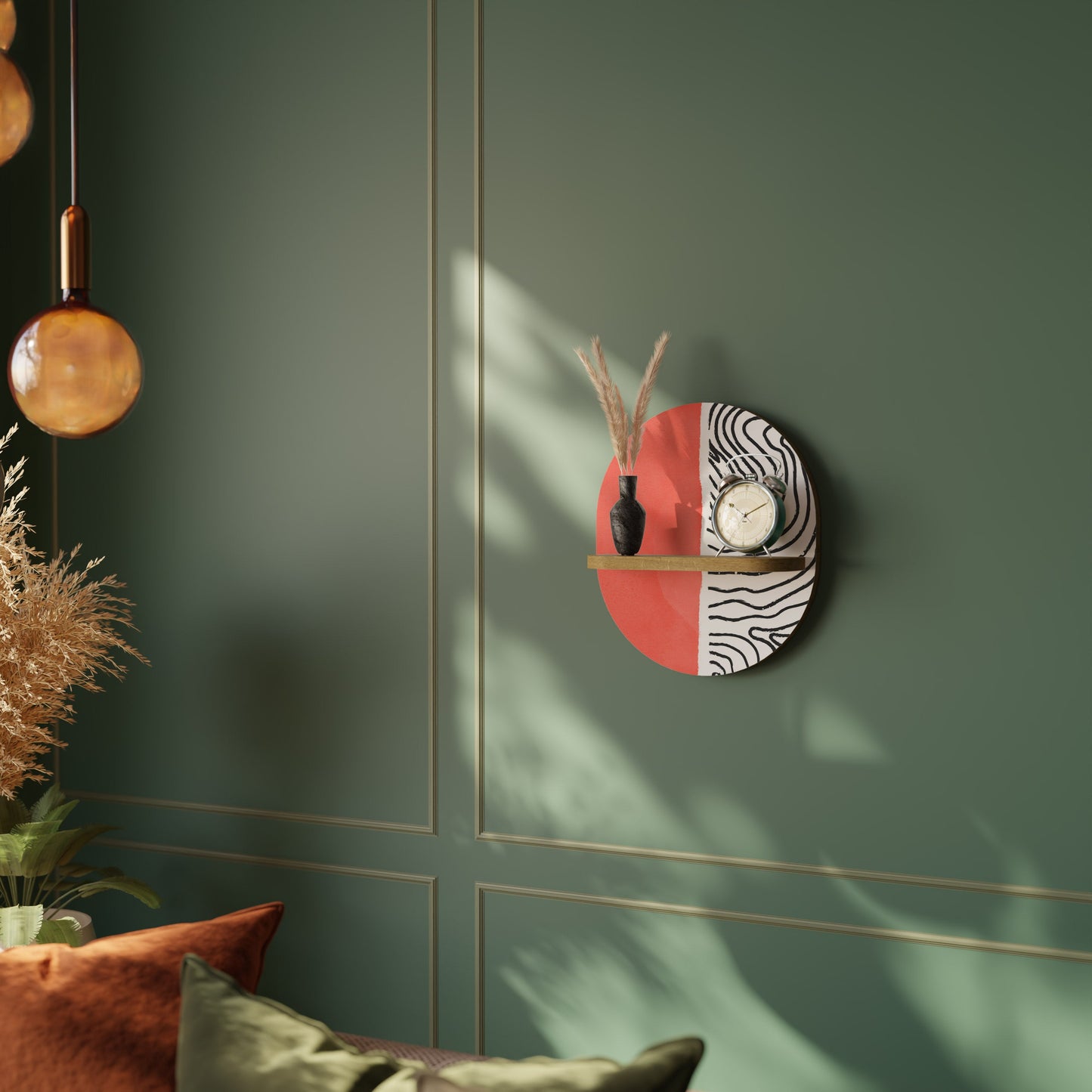 ORANGEY TREASURE Mensola ovale per opere d'arte in effetto rovere