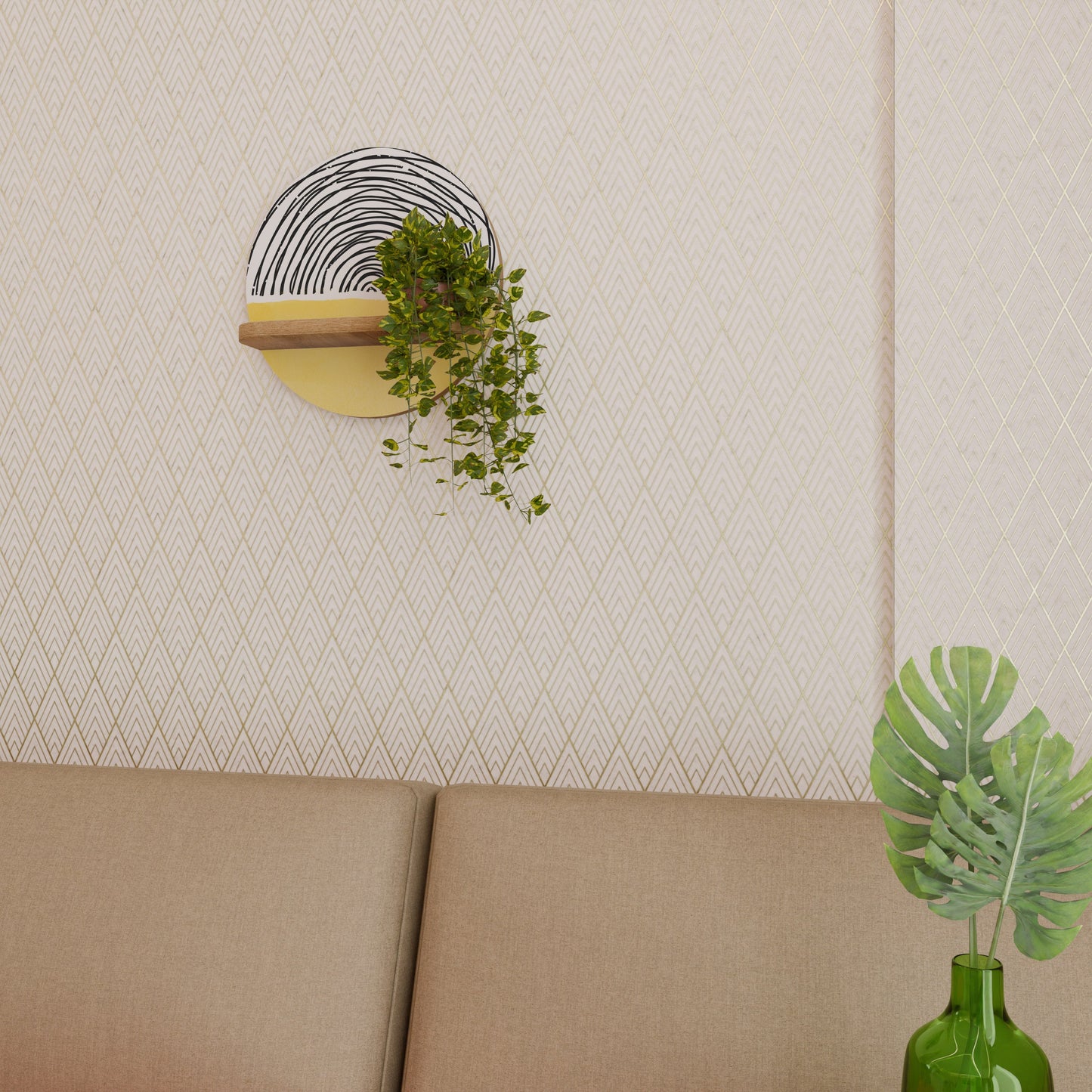 SUNNY TREASURE Mensola rotonda per opere d'arte in effetto rovere