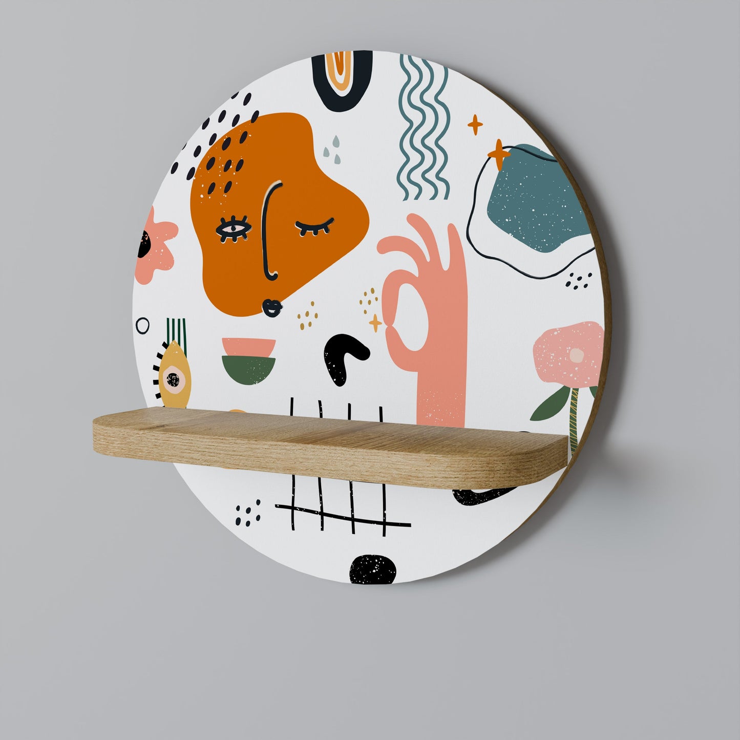 MATISSE WHIMSY Mensola rotonda per opere d'arte in effetto rovere