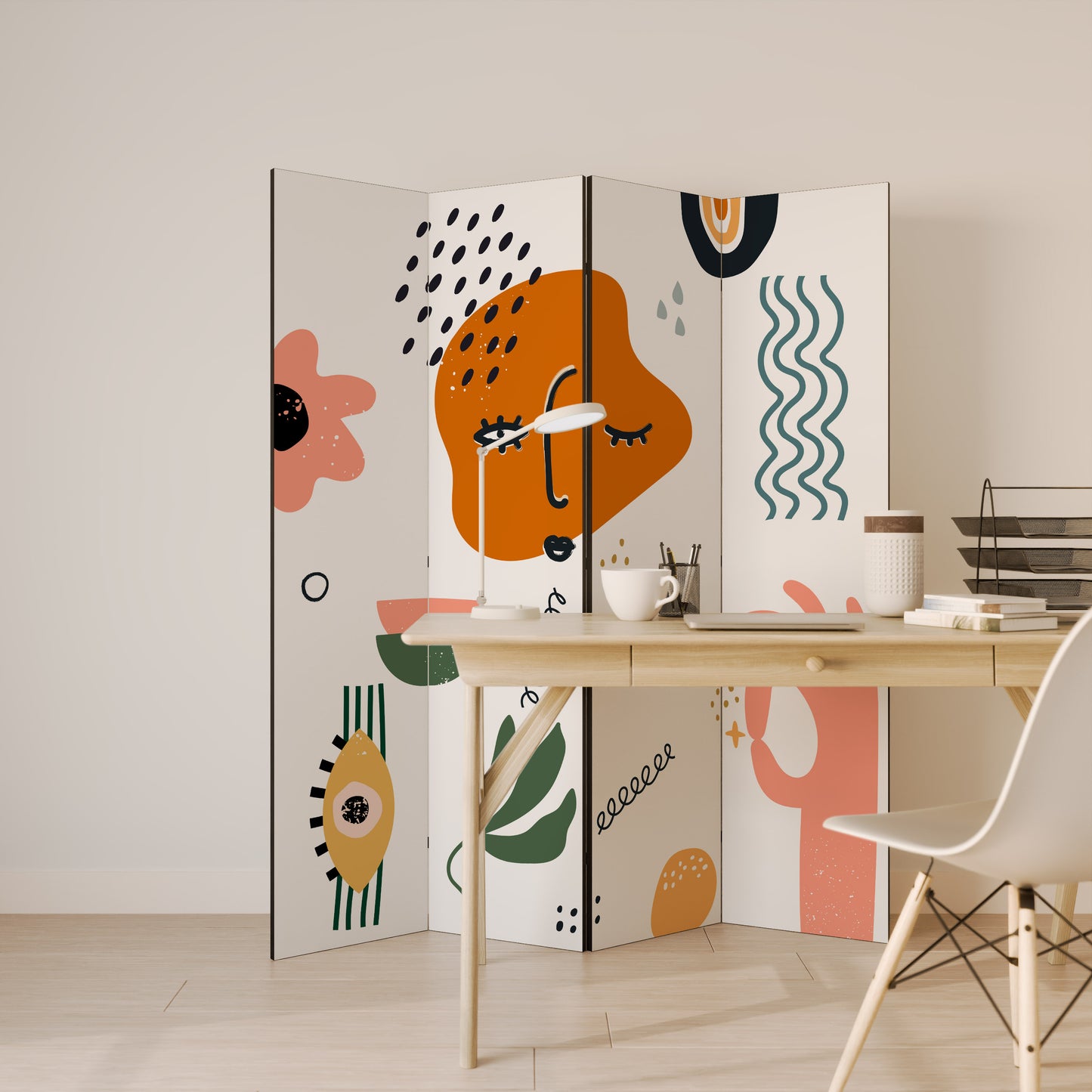 MATISSE WHIMSY Divisorio decorativo per ambienti a 4 pannelli