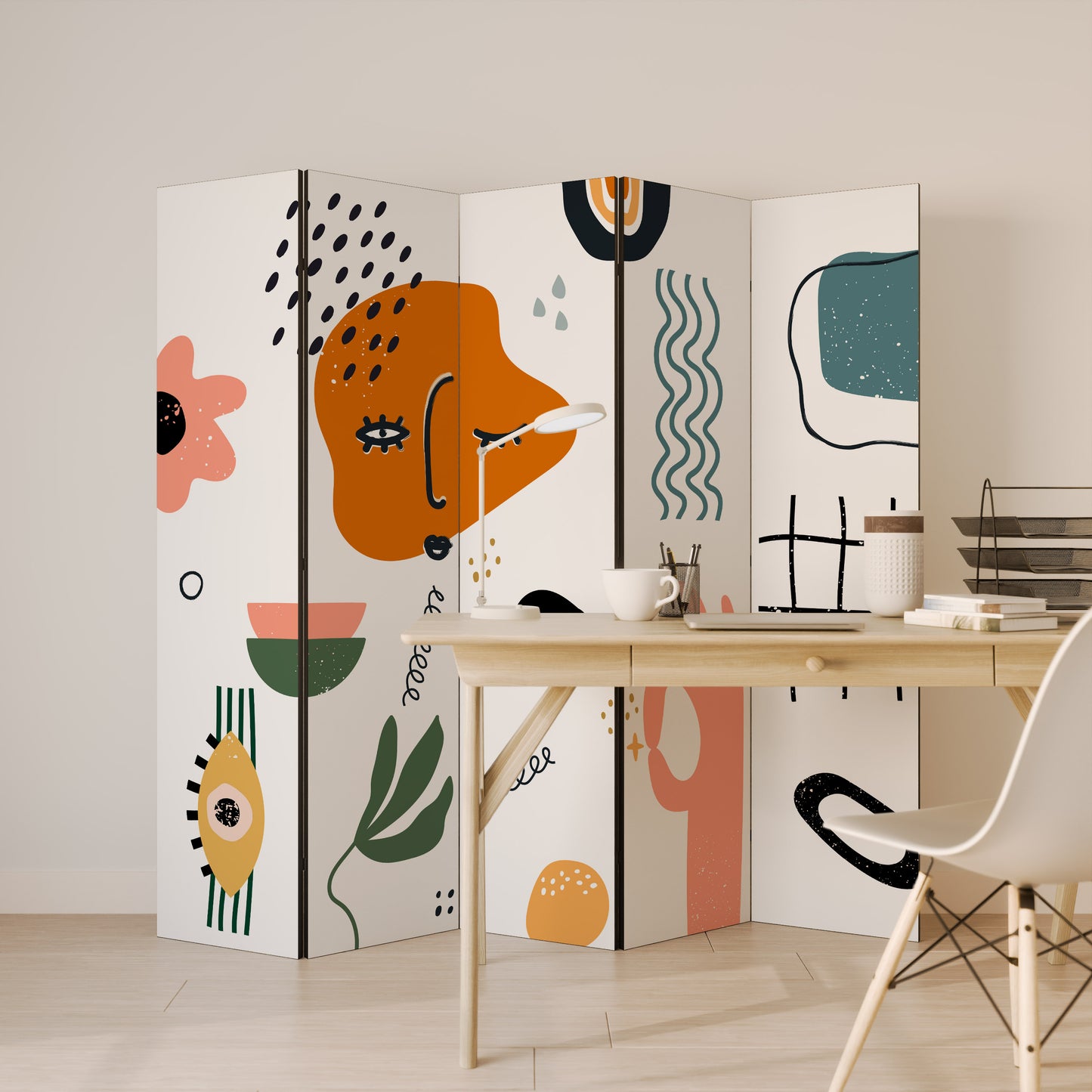 MATISSE WHIMSY Divisorio decorativo per ambienti a 5 pannelli