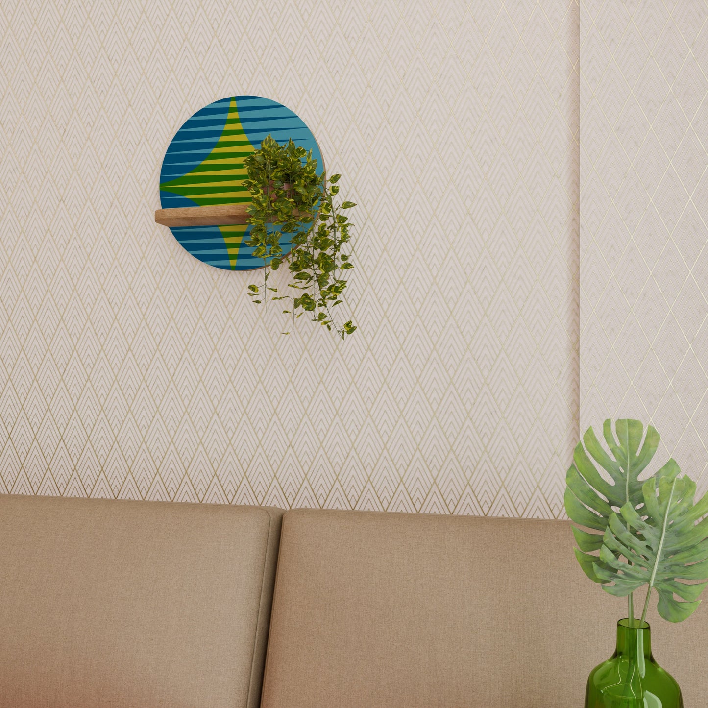 PERFECTION PICKS Mensola rotonda per opere d'arte in effetto rovere