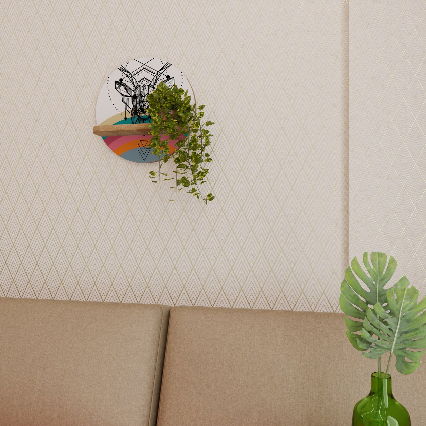 Mensola rotonda DEER OF COLOR in effetto rovere