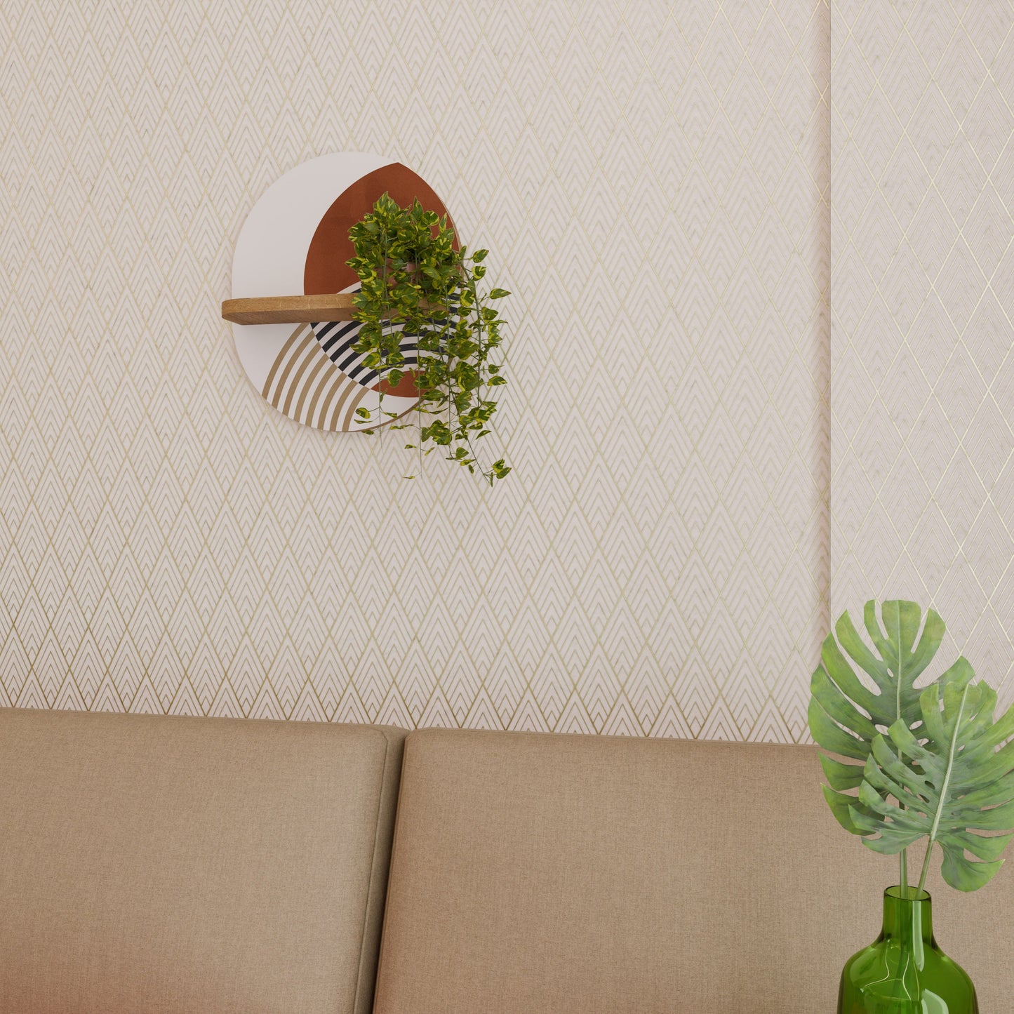 SPACE AROUND Mensola ovale per opere d'arte in effetto rovere