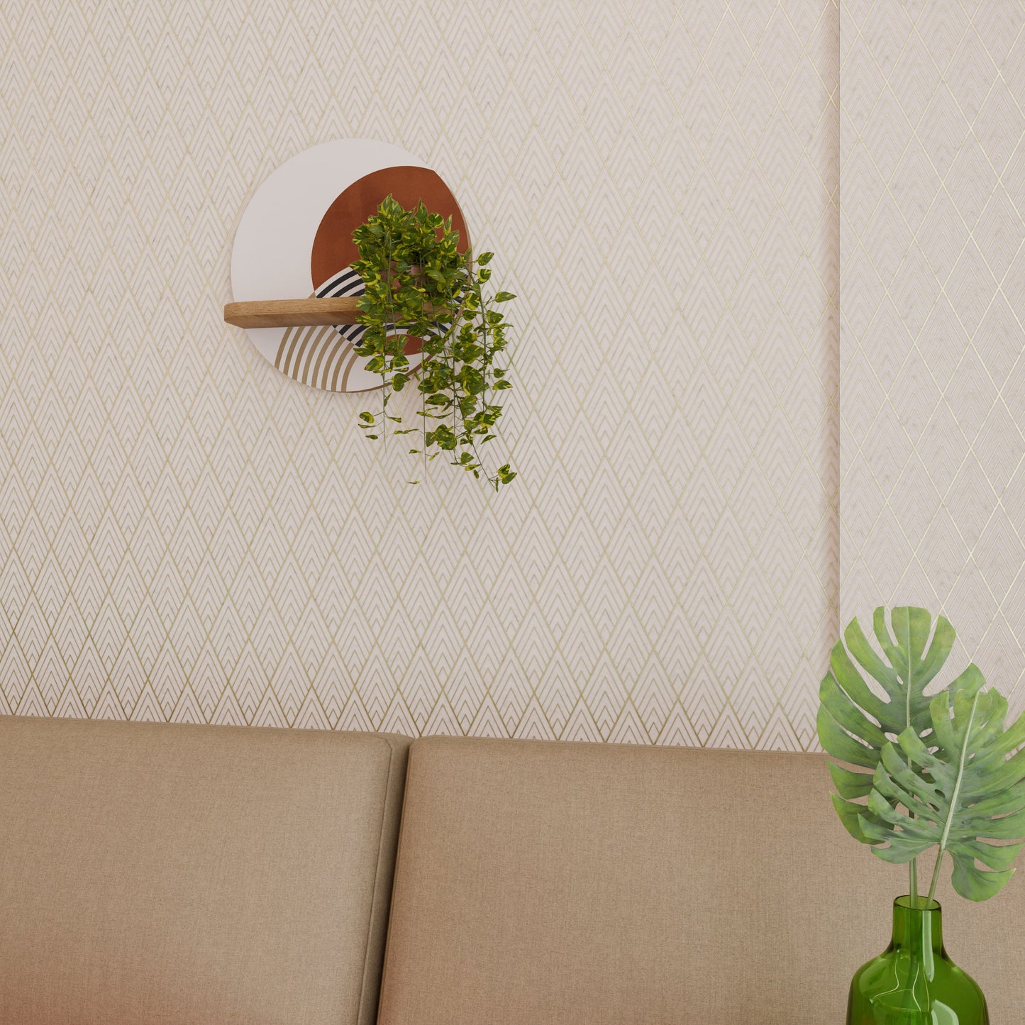 SPACE AROUND Mensola rotonda per arte in effetto rovere
