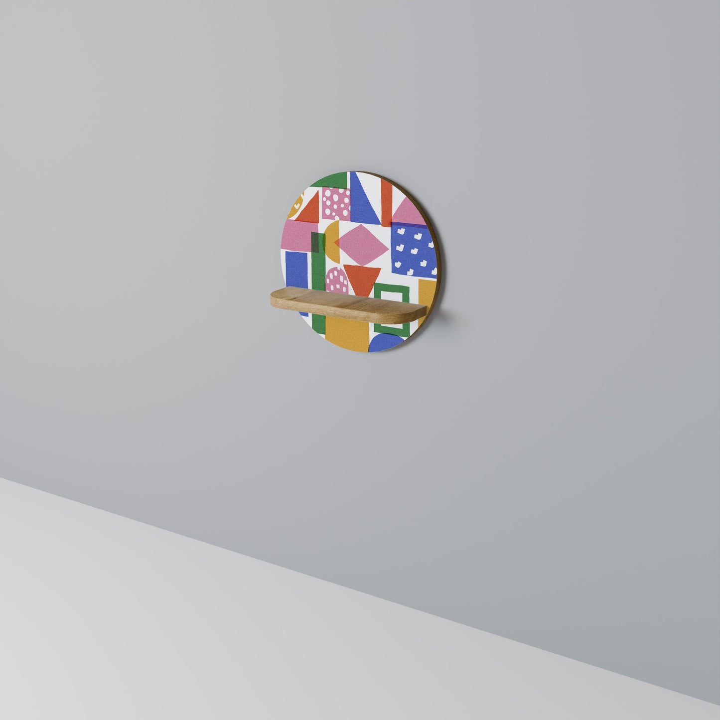 Mensola rotonda GEOMETRIC GLIMMER in effetto rovere