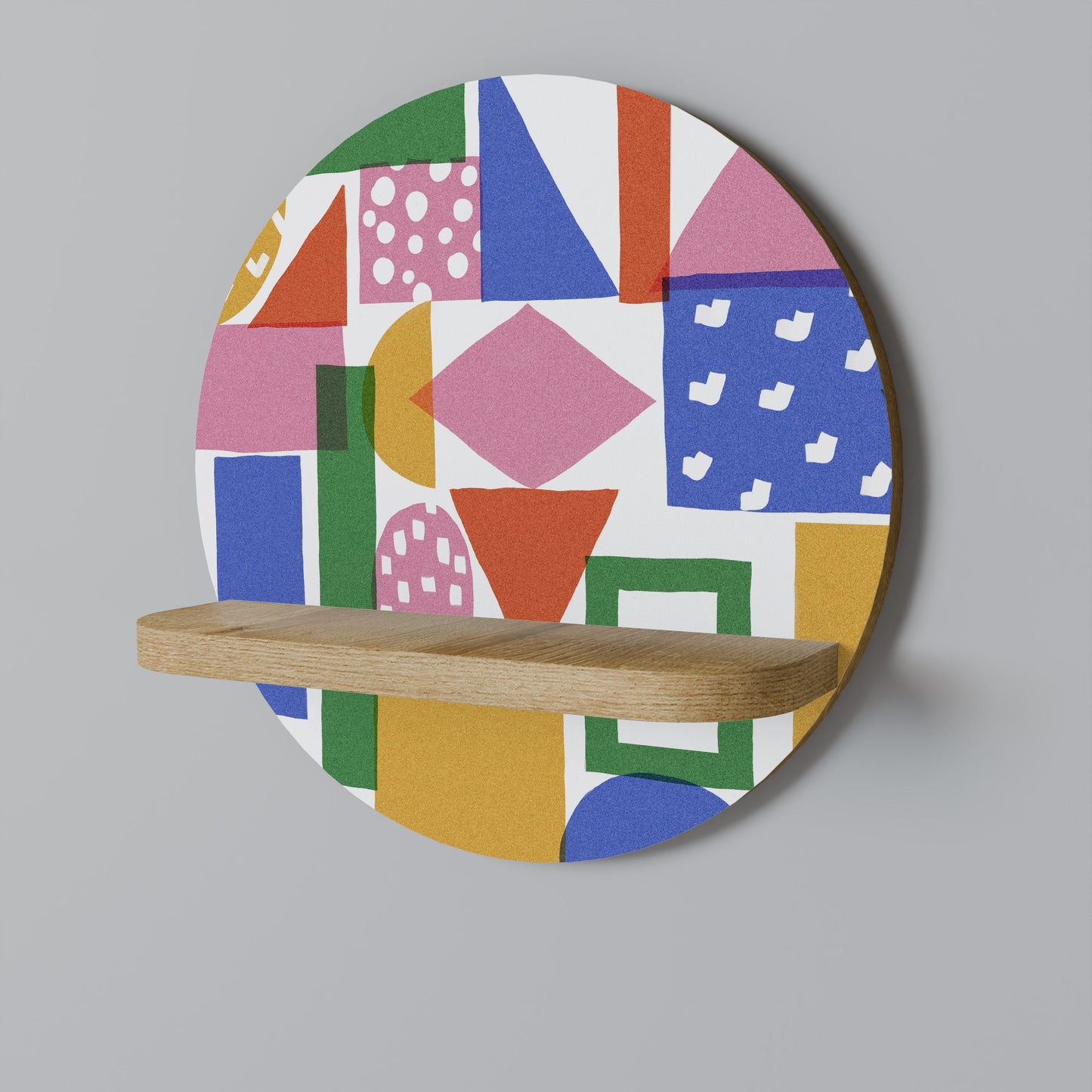 Mensola rotonda GEOMETRIC GLIMMER in effetto rovere