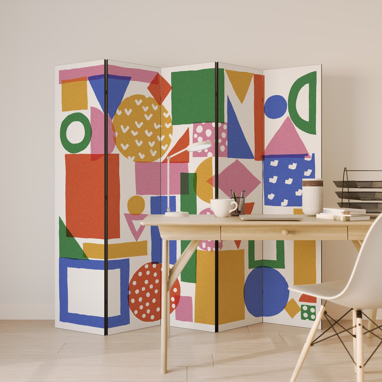 Divisorio decorativo per ambienti GEOMETRIC GLIMMER a 5 pannelli