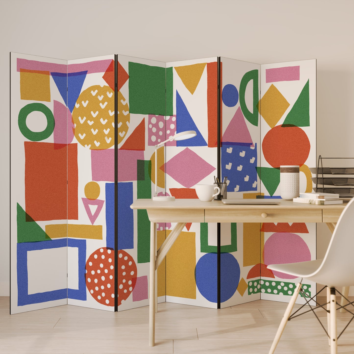 Divisorio decorativo per ambienti GEOMETRIC GLIMMER a 6 pannelli