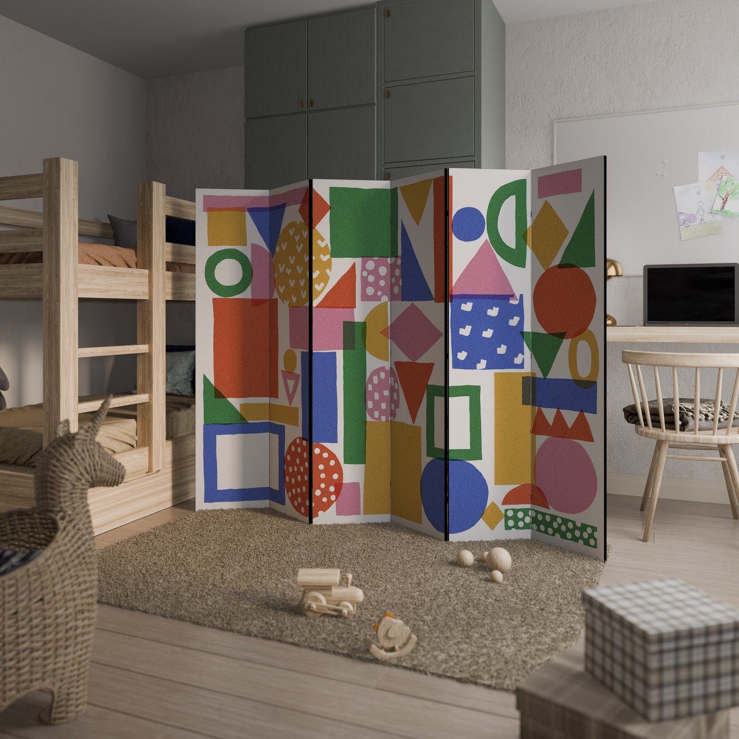 Divisorio decorativo per ambienti GEOMETRIC GLIMMER a 6 pannelli