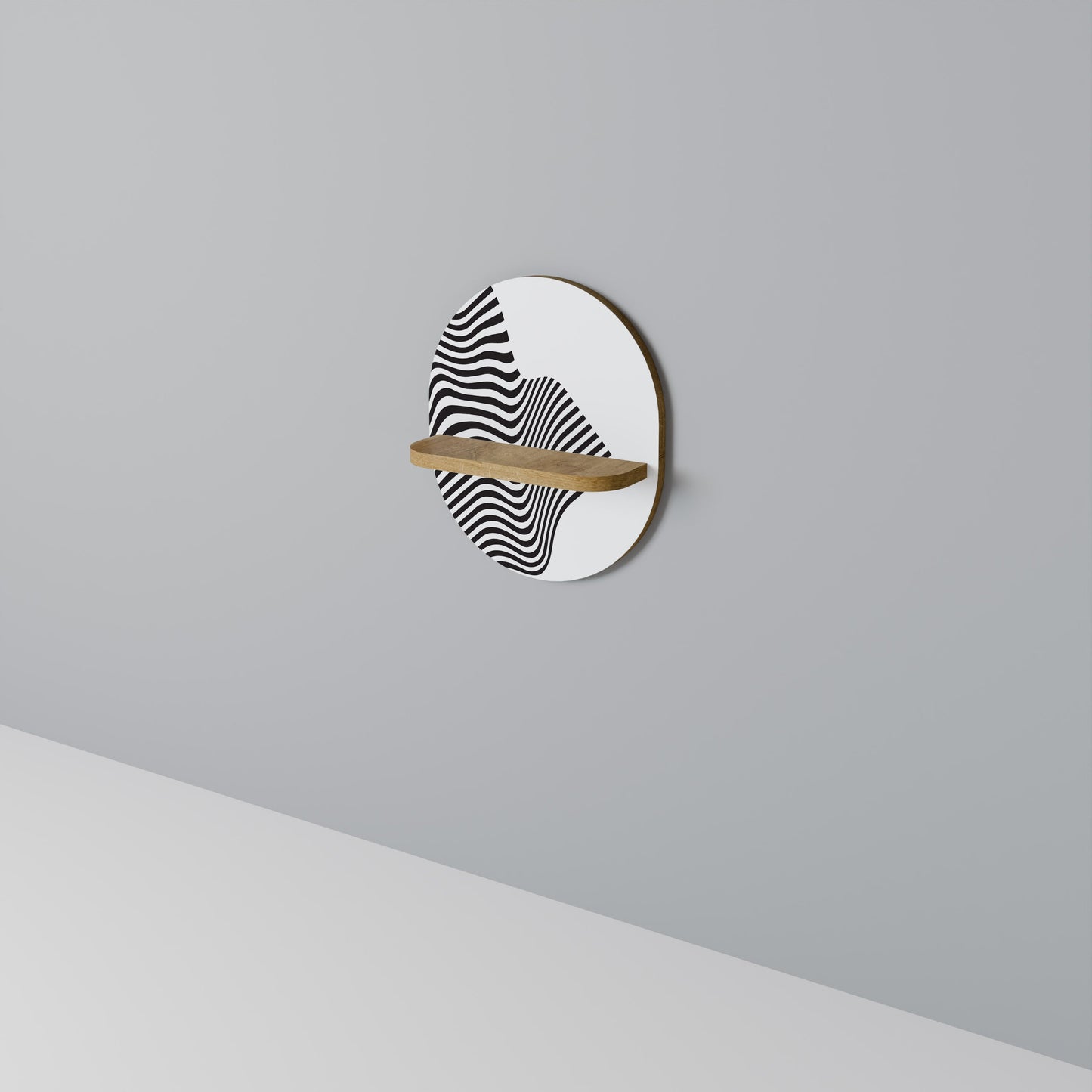 ILLUSIONARY FLOW Mensola ovale per opere d'arte in effetto rovere
