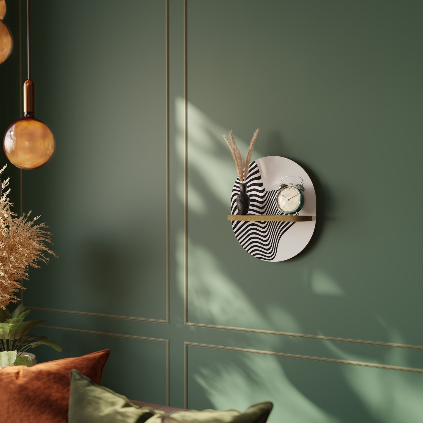 ILLUSIONARY FLOW Mensola ovale per opere d'arte in effetto rovere