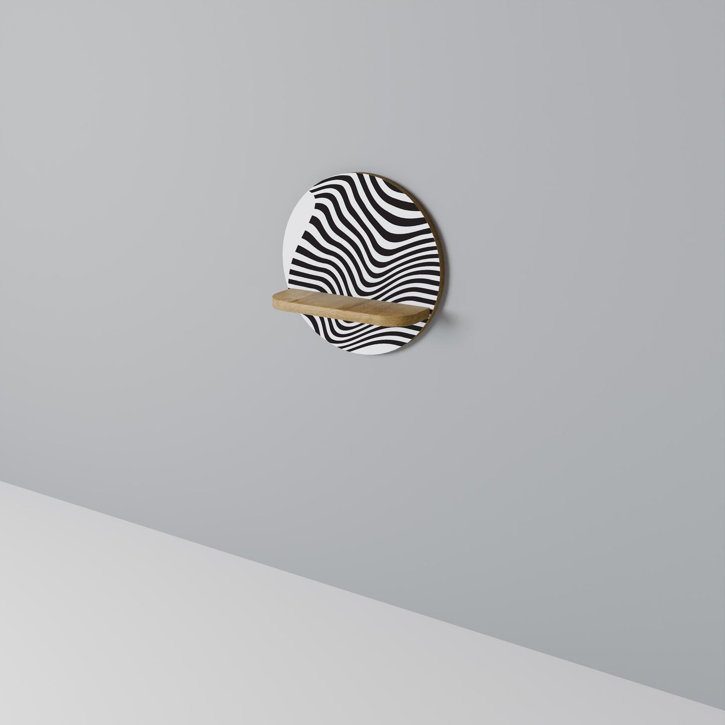 ILLUSIONARY FLOW Mensola rotonda per arte in effetto rovere