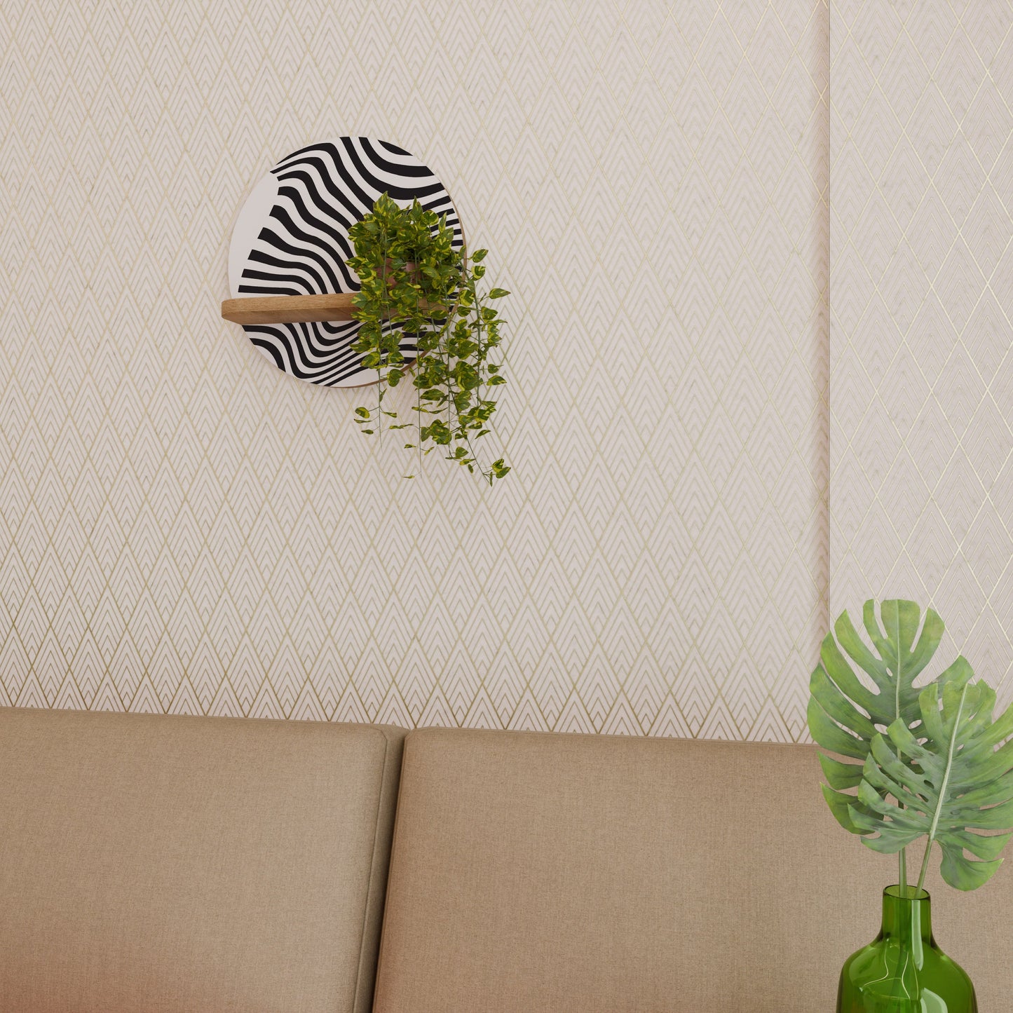 ILLUSIONARY FLOW Mensola rotonda per arte in effetto rovere