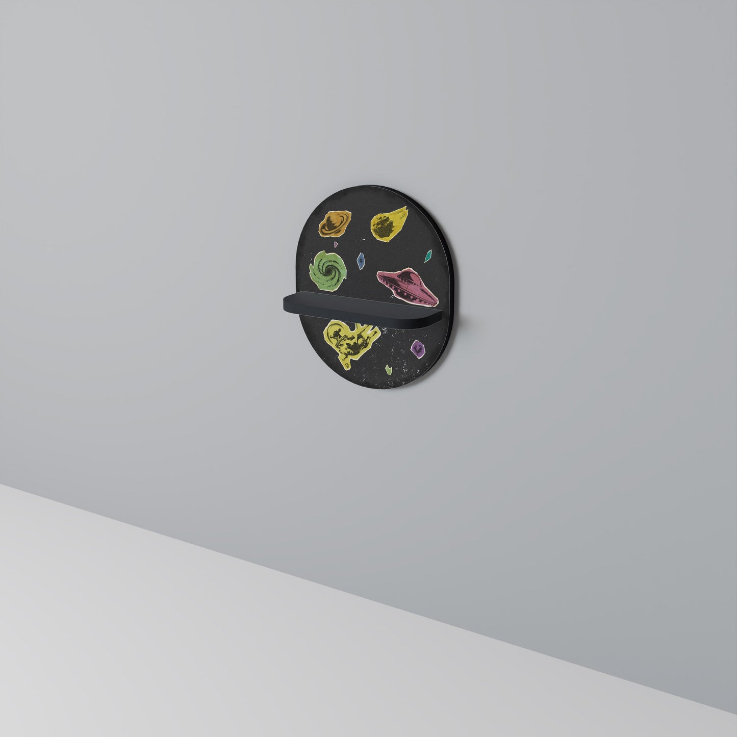 GALAXY MORSEL Oval Art Shelf In Black Finish