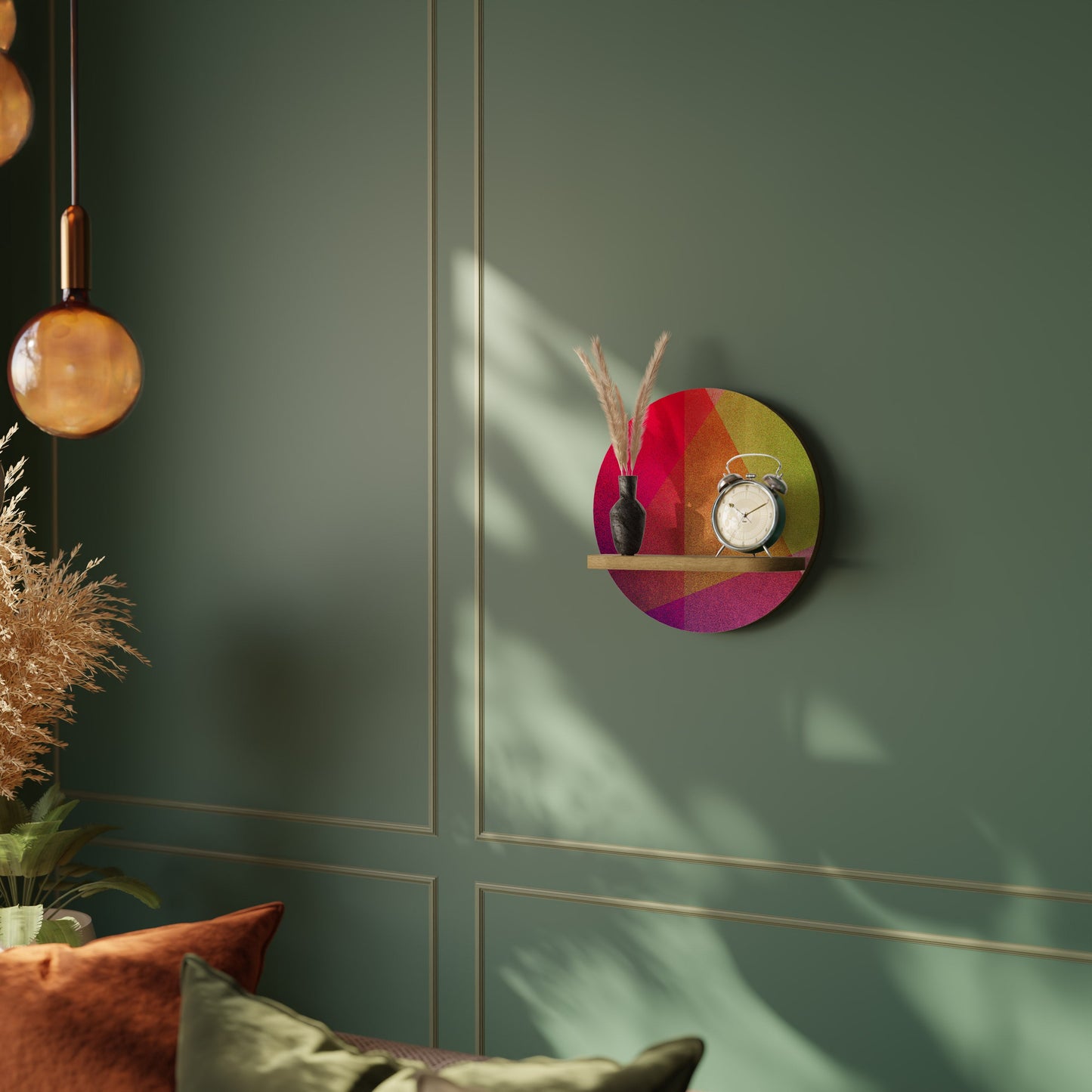 VIVID GEOMETRY Mensola rotonda per arte in effetto rovere