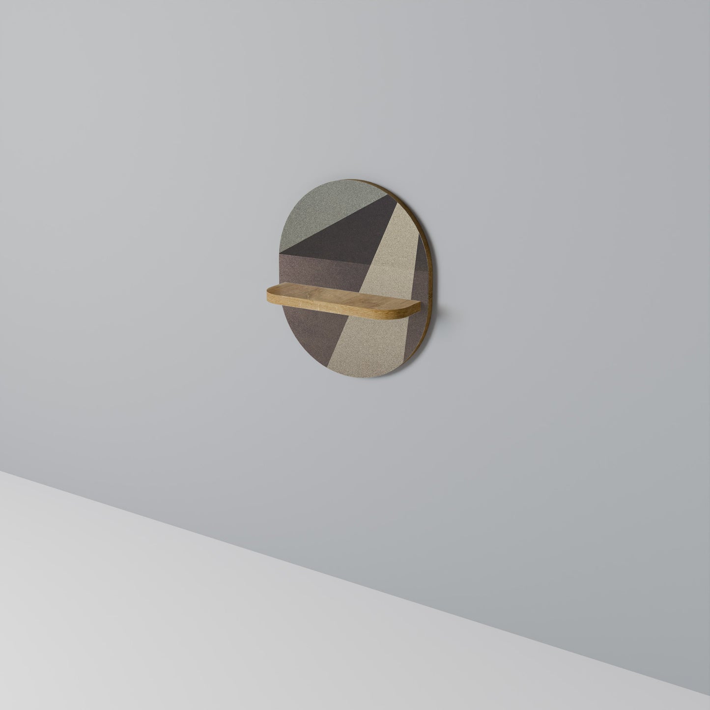 BEIGE GEOMETRY Mensola ovale in effetto rovere