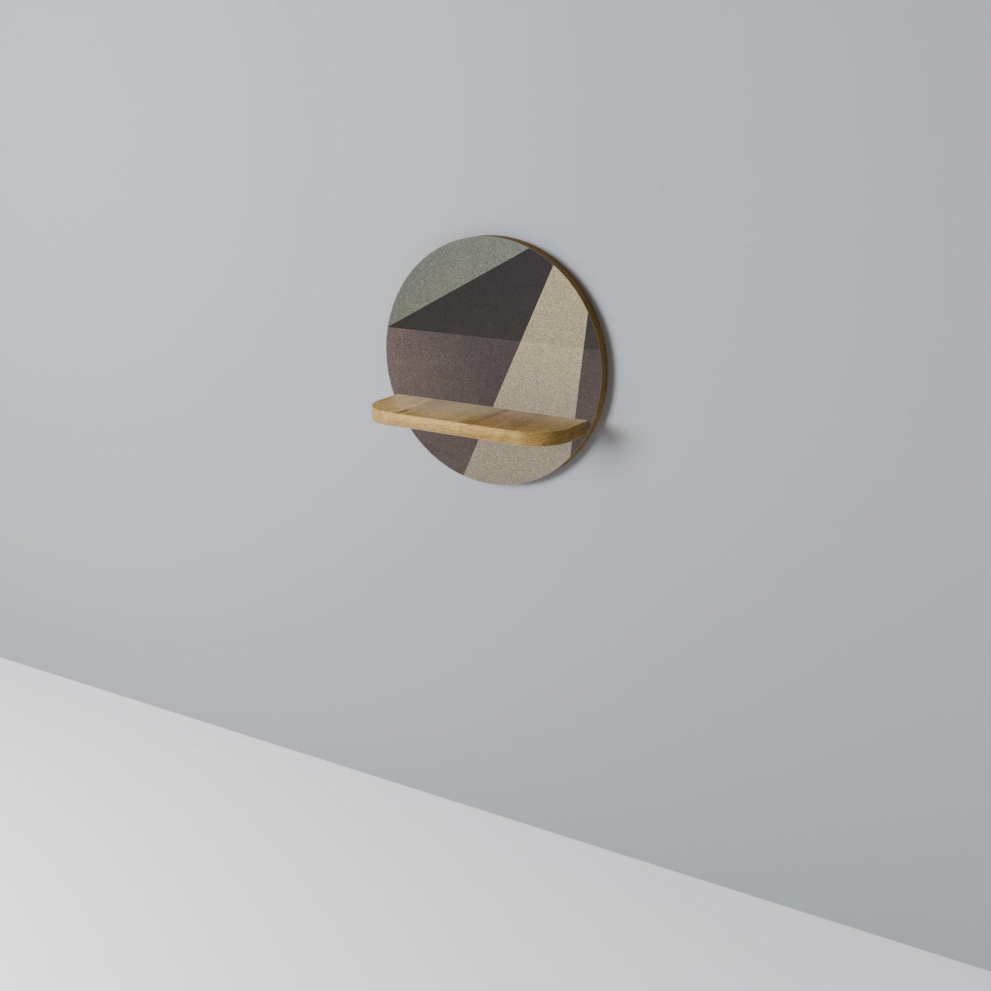 BEIGE GEOMETRY Mensola rotonda per arte in effetto rovere