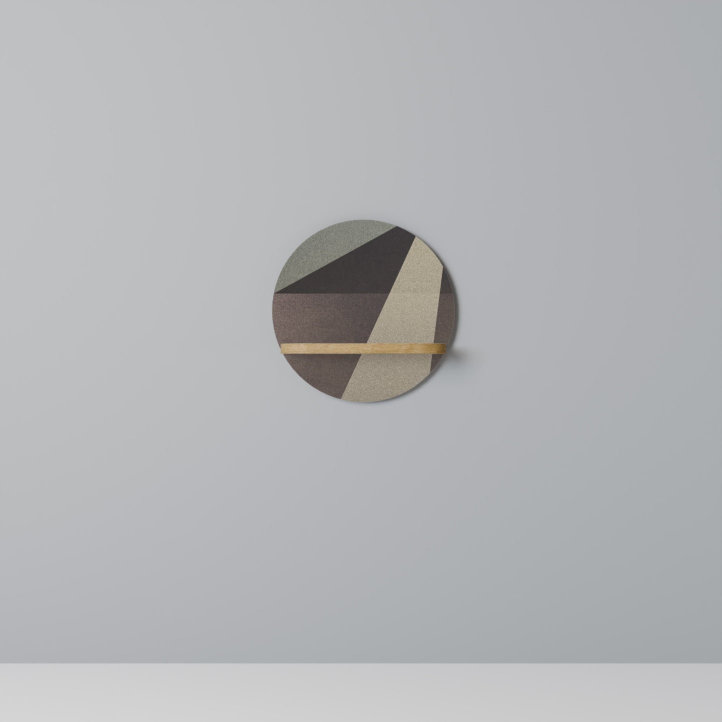 BEIGE GEOMETRY Mensola rotonda per arte in effetto rovere