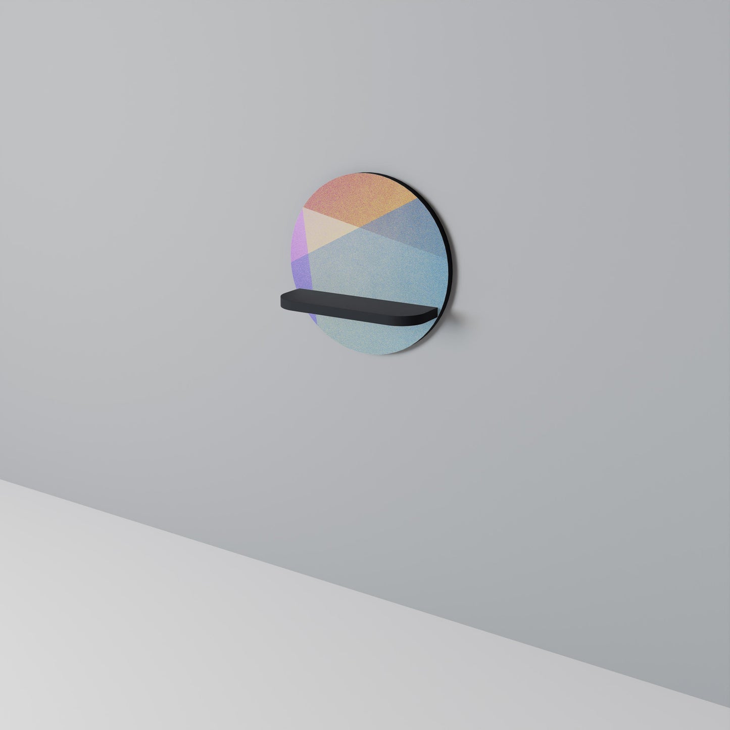 BRIGHT GEOMETRY Mensola rotonda per arte in finitura nera
