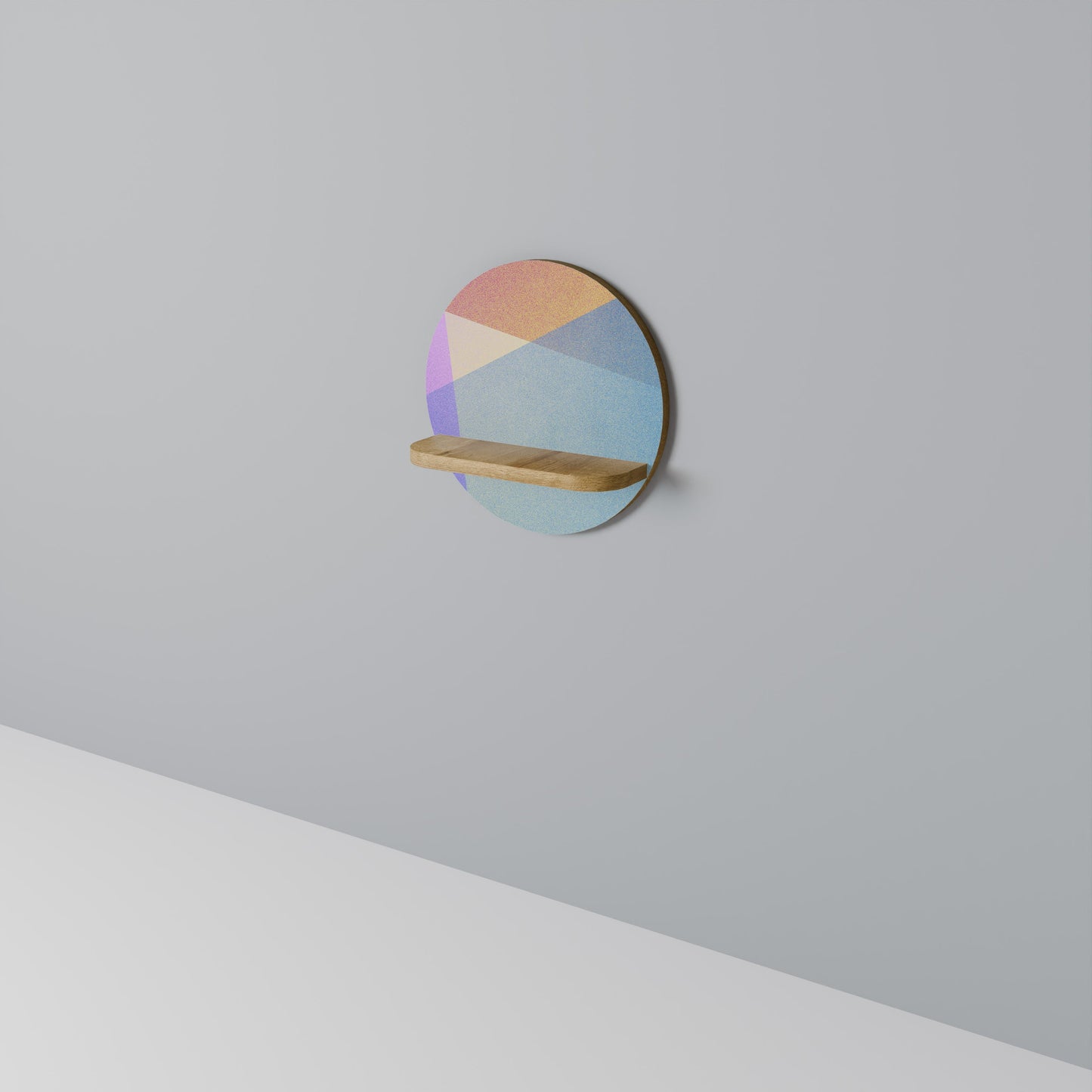 BRIGHT GEOMETRY Mensola rotonda per arte in effetto rovere
