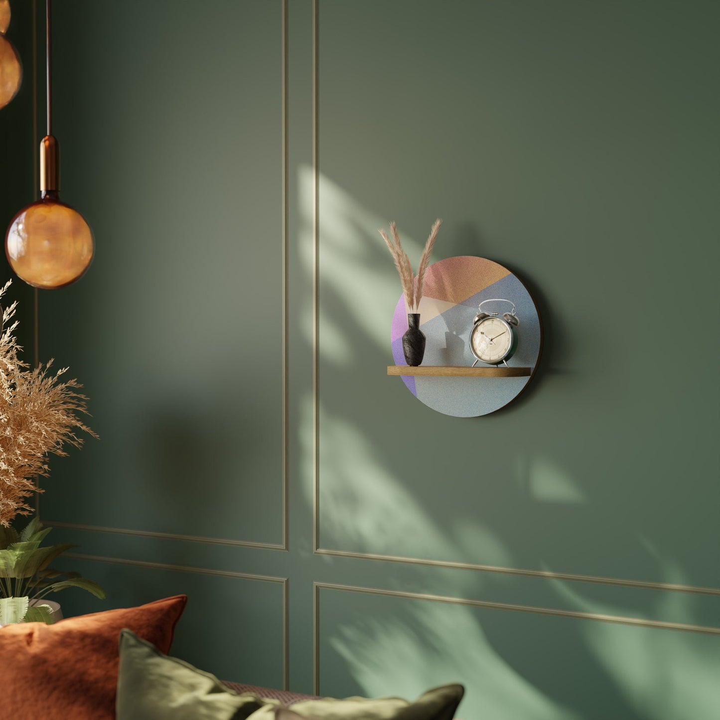 BRIGHT GEOMETRY Mensola rotonda per arte in effetto rovere