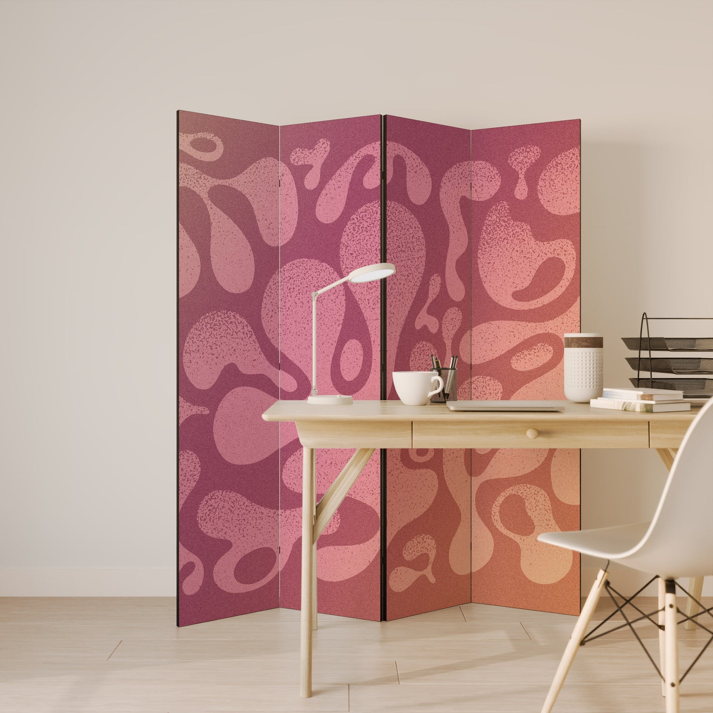 Divisorio decorativo per ambienti a 4 pannelli ROSA IRREGOLARE