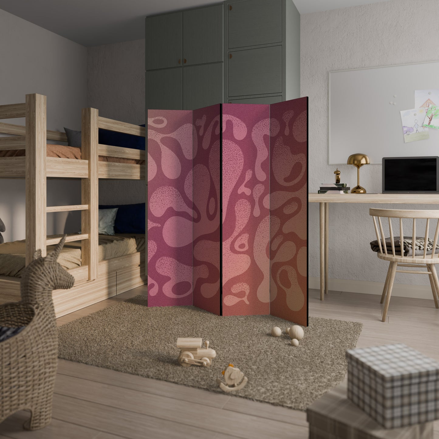 Divisorio decorativo per ambienti a 4 pannelli ROSA IRREGOLARE