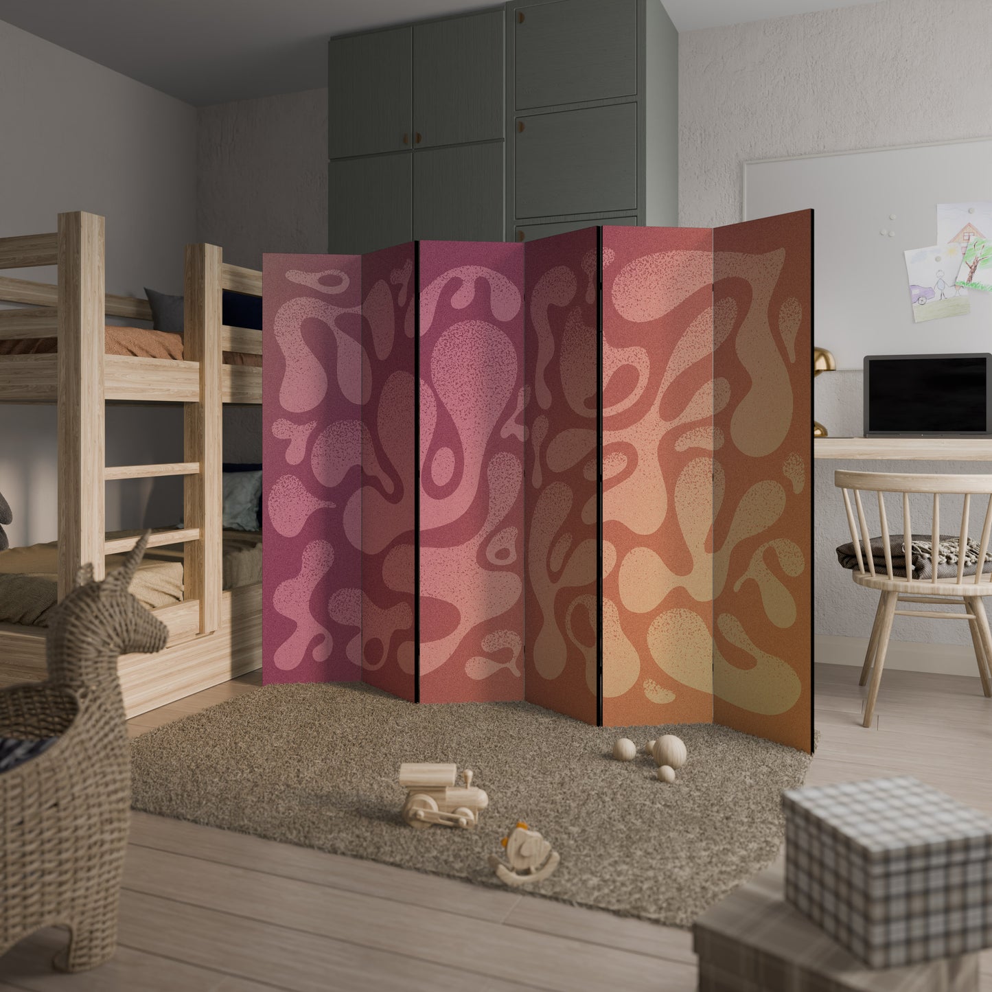 Divisorio decorativo per ambienti a 6 pannelli ROSA IRREGOLARE