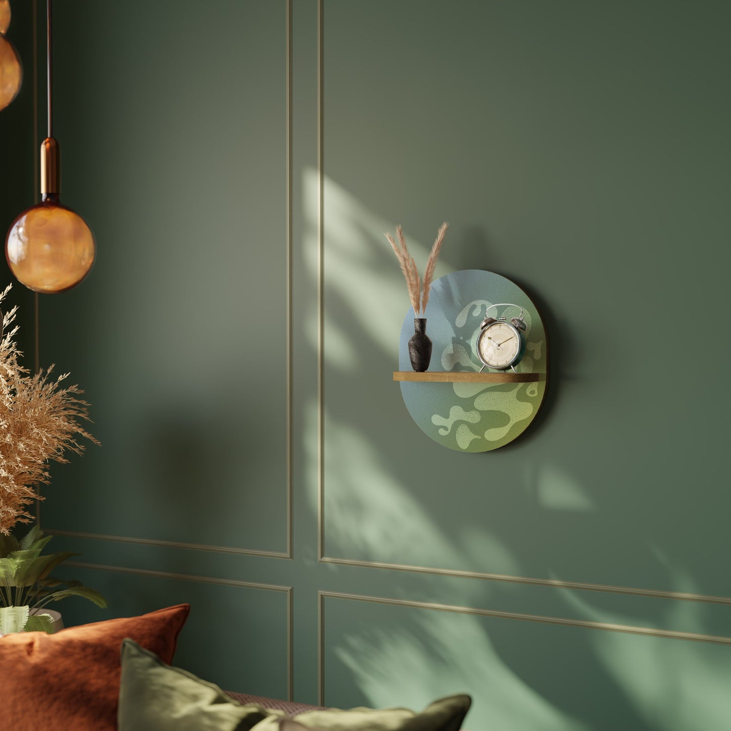 Mensola ovale IRREGULAR BLUE in effetto rovere