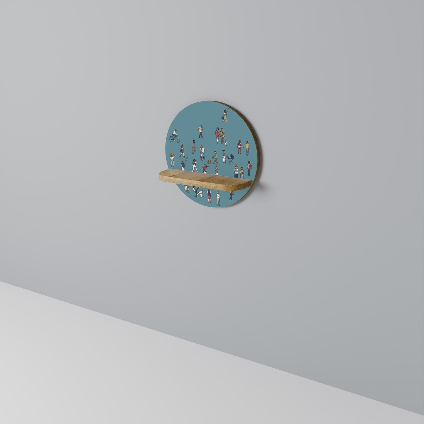 COLLECTIVE STREAM Mensola rotonda per arte in effetto rovere