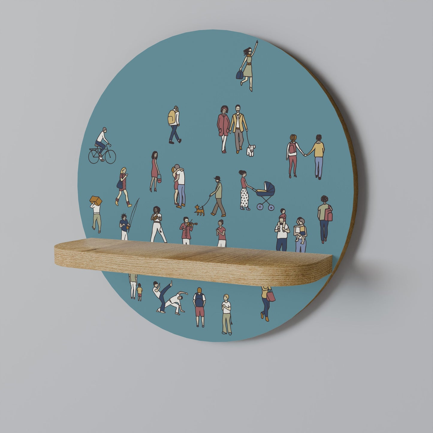 COLLECTIVE STREAM Mensola rotonda per arte in effetto rovere