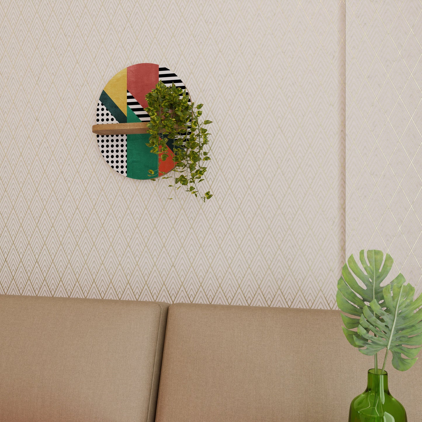 MAKESHIFT ARTISTRY Mensola ovale per opere d'arte in effetto rovere